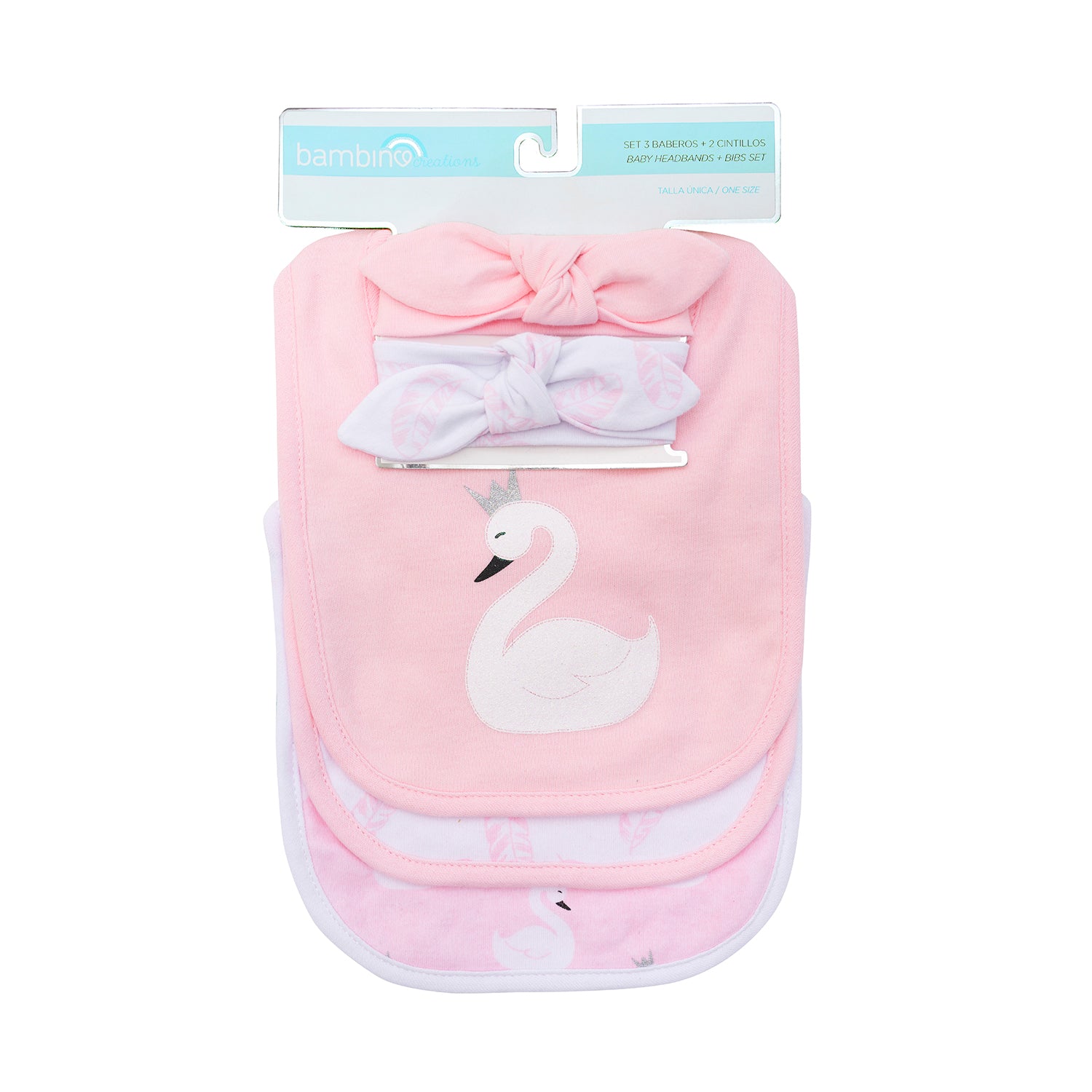 Set de 3 Baberos y 2 Cintillos Cisne