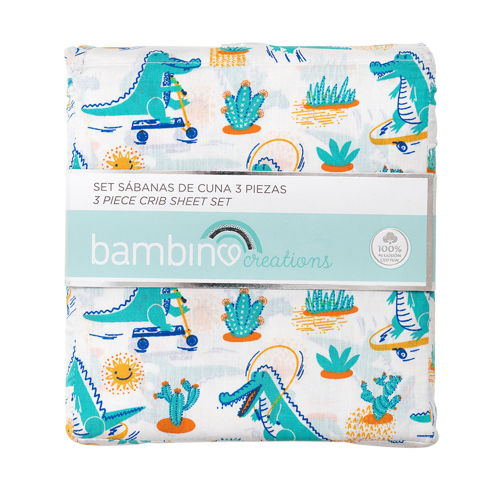Set Sábanas de Cuna 3 Piezas Blanco Cocodrilo