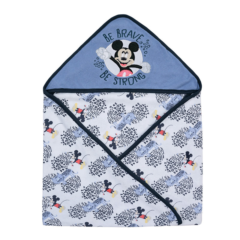 Toalla con Capucha Azul Mickey Animal Print