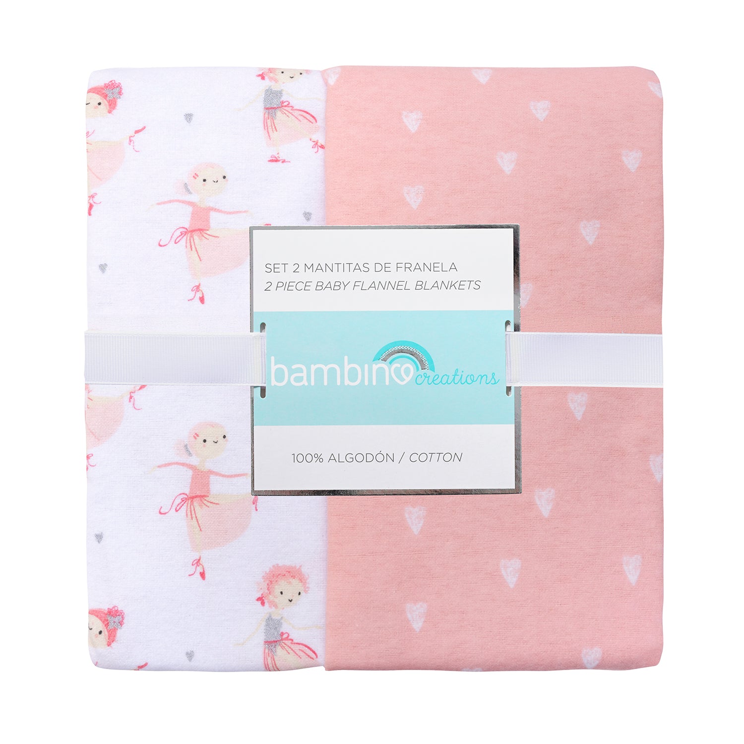 Bipack de Mantitas de Franela 100% Algodón - Bailarina de Corazones