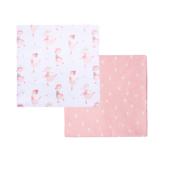 Bipack de Mantitas de Franela 100% Algodón - Bailarina de Corazones