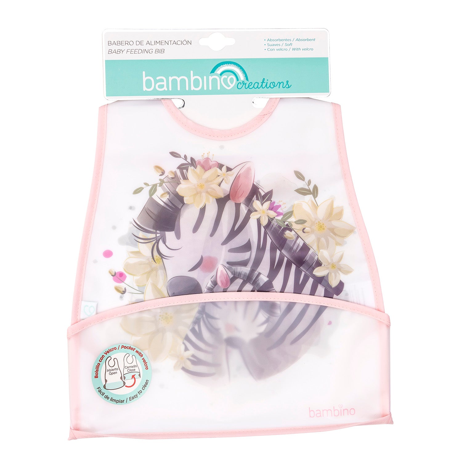 Babero Impermeable con Bolsillo - Cebra Floral