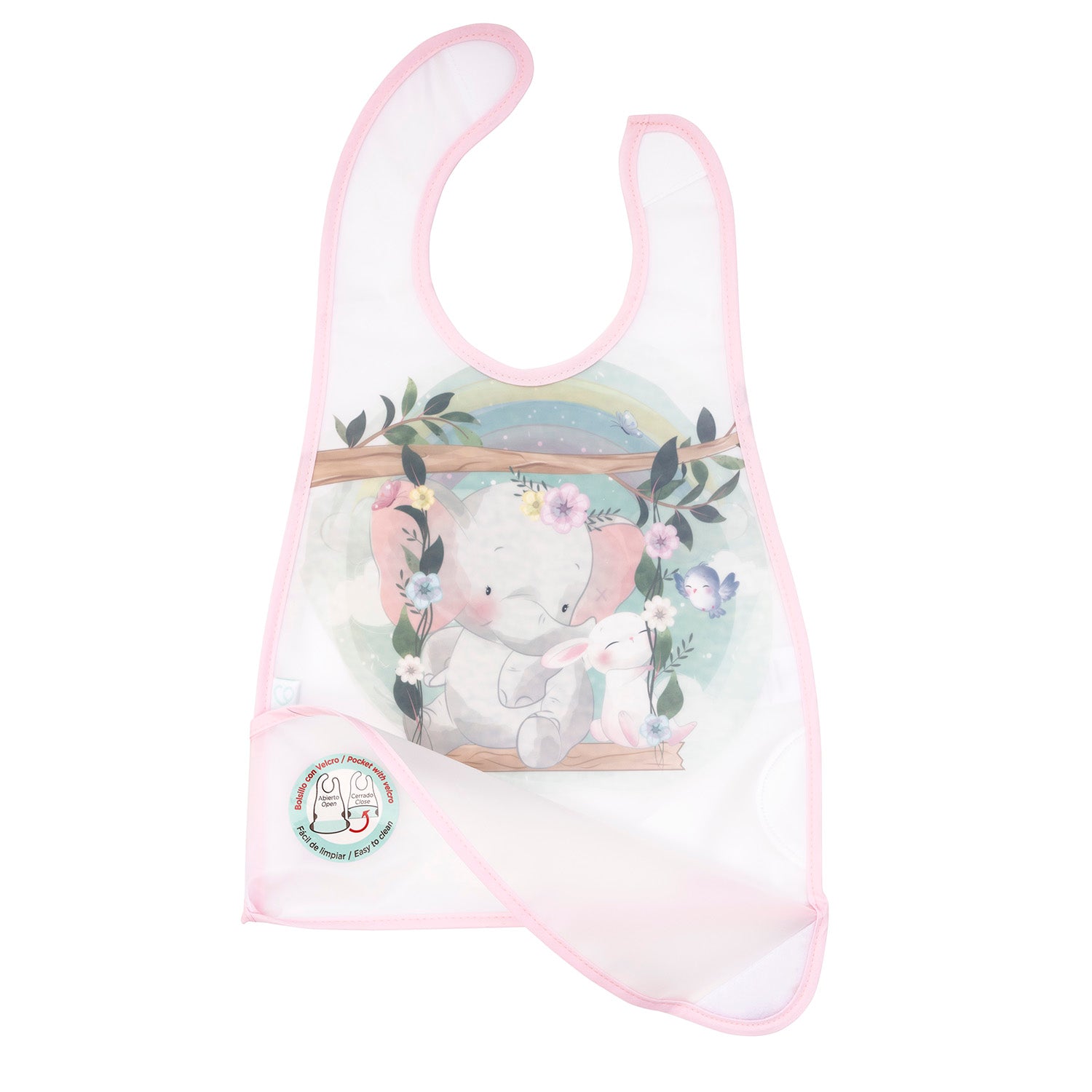 Babero Impermeable con Bolsillo - Elefanta Floral