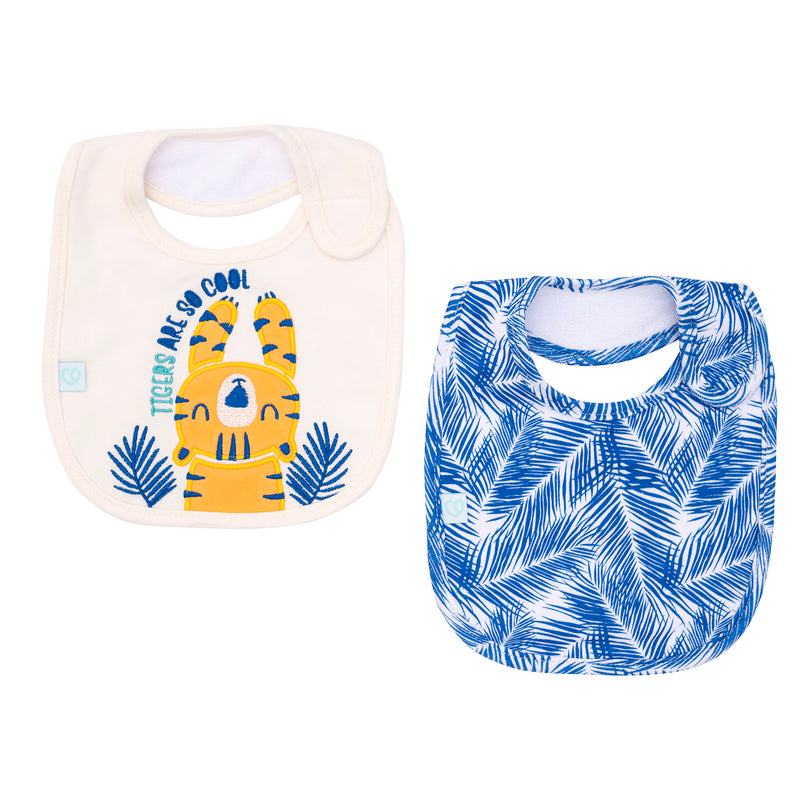Set 2 Piezas Babero Algodón Impermeable Bambino Creations Tigre Azul