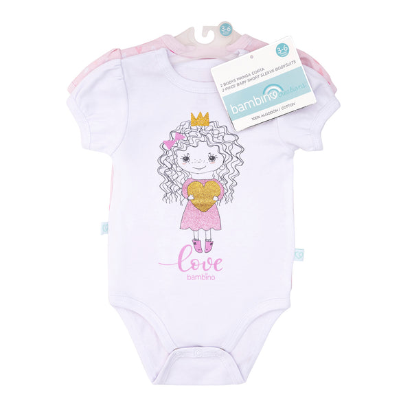 Bodies Manga Corta 100% Algodón - Princesa de Corazones