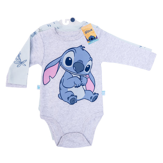 Stitch Bipack de Bodies Manga Larga 100% Algodón Disney