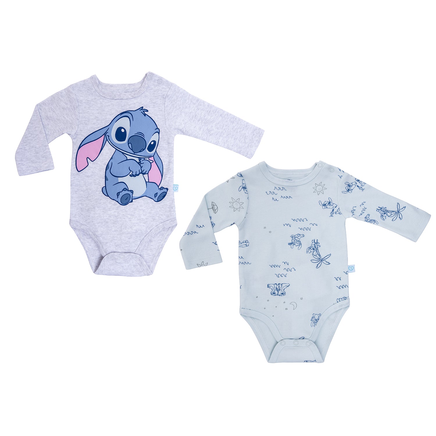 Stitch Bipack de Bodies Manga Larga 100% Algodón Disney