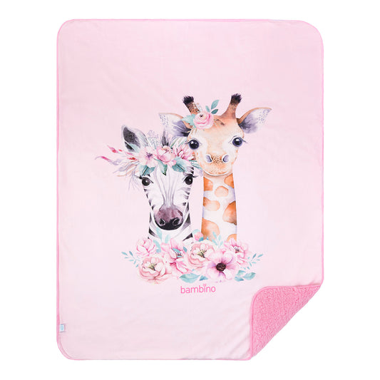 Frazada de Sherpa Doble Capa - Jirafa Floral