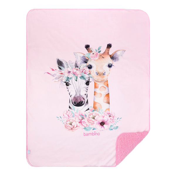 Frazada de Sherpa Doble Capa - Jirafa Floral