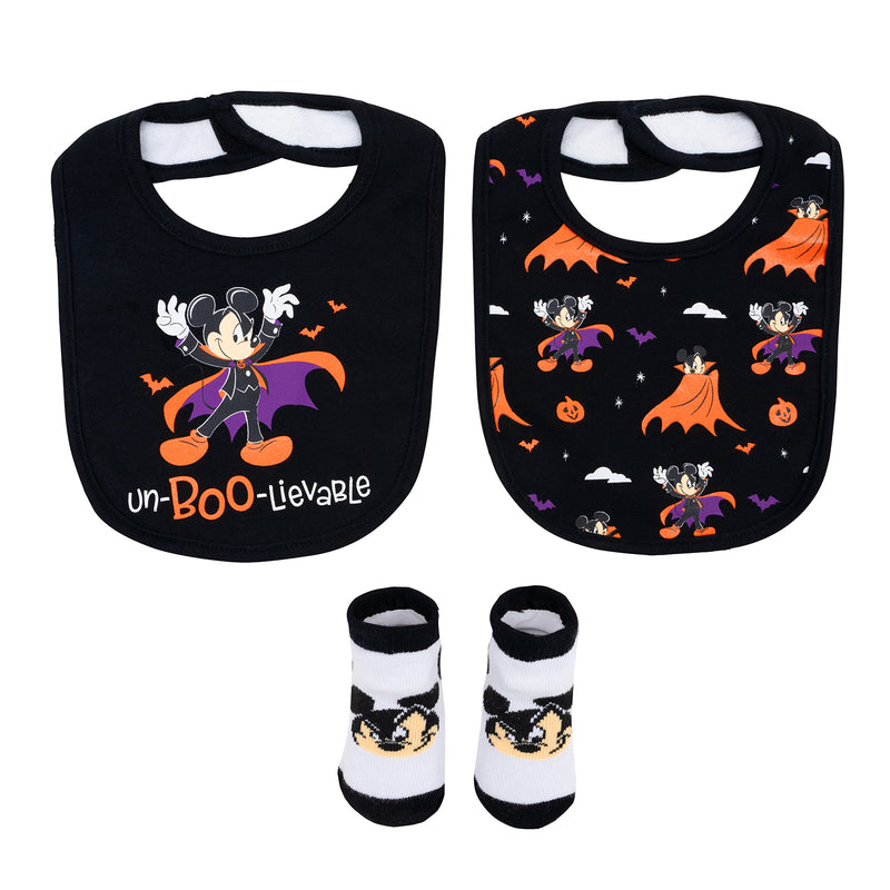 Set 3 Piezas Baberos y Calcetín Mickey Halloween Niño