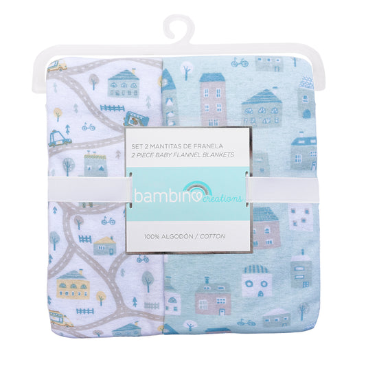 Mantitas de franela 100% algodón - rutas urbanas