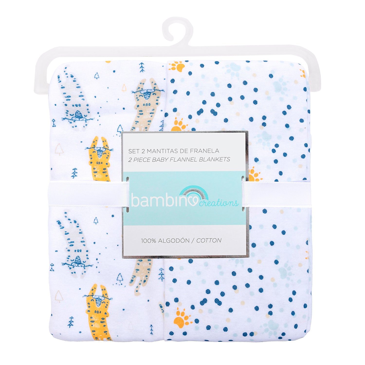 Mantitas de franela 100% algodón - huella chita