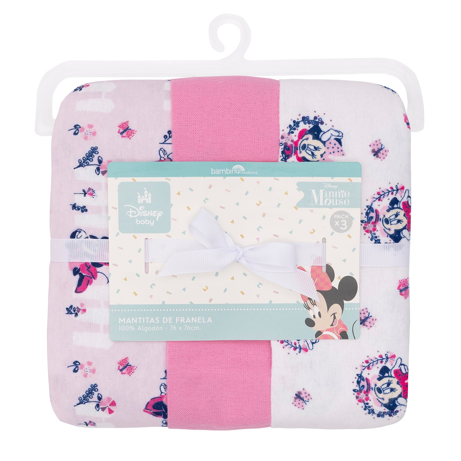 Minnie tripack de mantitas de franela Disney 100% Algodón - Minnie y Cintas