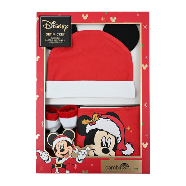 Set 3 Piezas Bandana, Gorrito y Calcetines Mickey Navidad