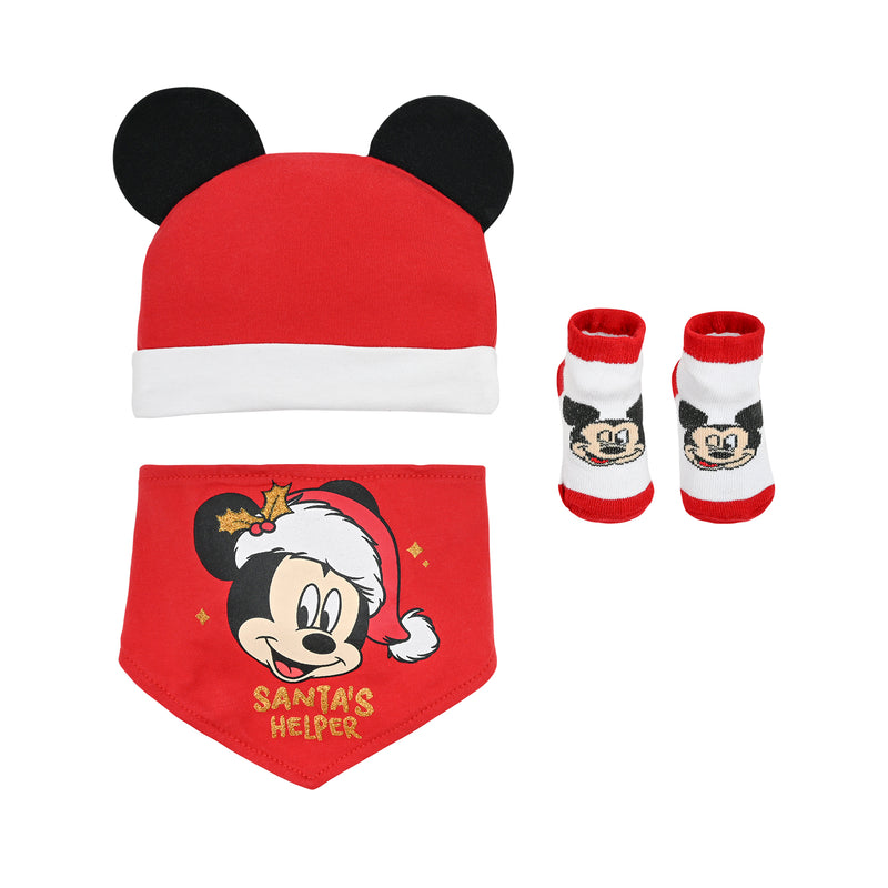 Set 3 Piezas Bandana, Gorrito y Calcetines Mickey Navidad