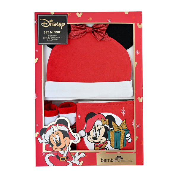 Set 3 Piezas Bandana, Gorrito y Calcetines Minnie Navidad