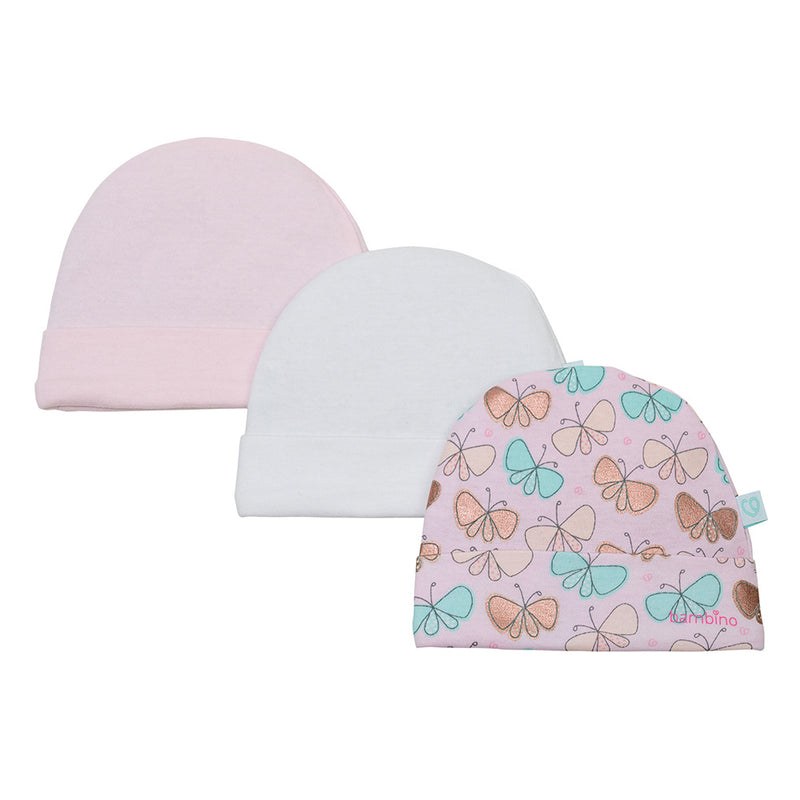 Set 3 Gorritos Rosado Mariposa 0-6 meses