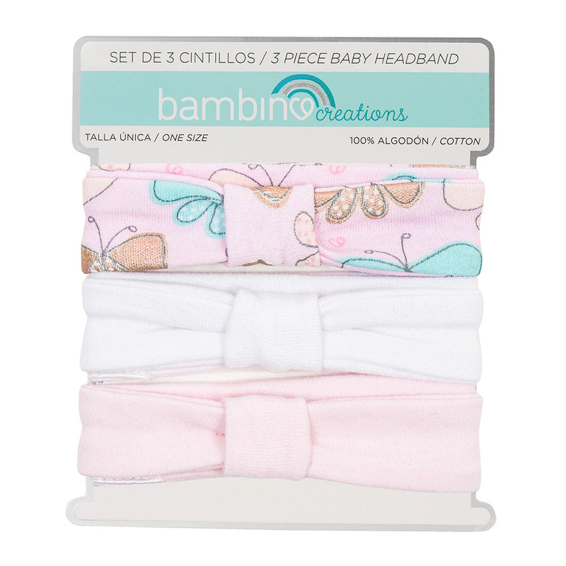 Set 3 Cintillos Rosado Mariposa