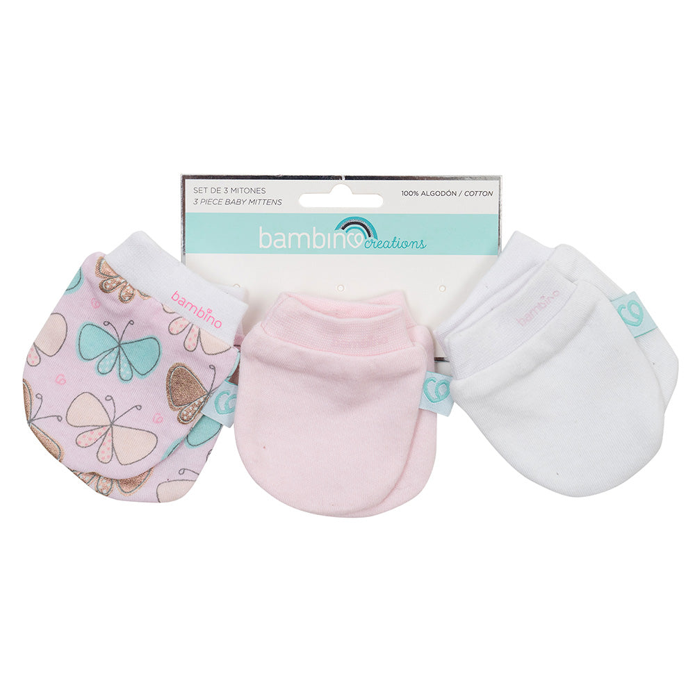 Set 3 mitones rosado mariposa