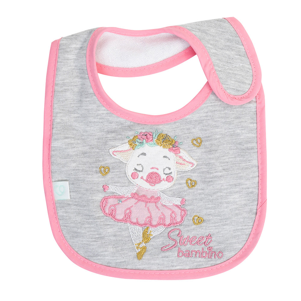 Babero de algodón impermeable rosado cerdita