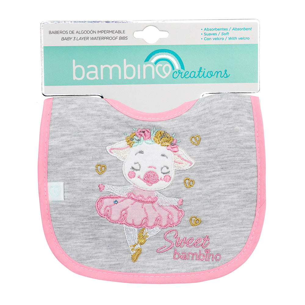Babero de algodón impermeable rosado cerdita