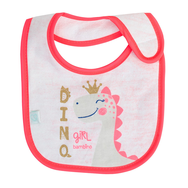 Babero de Algodón Impermeable Fucsia Dino