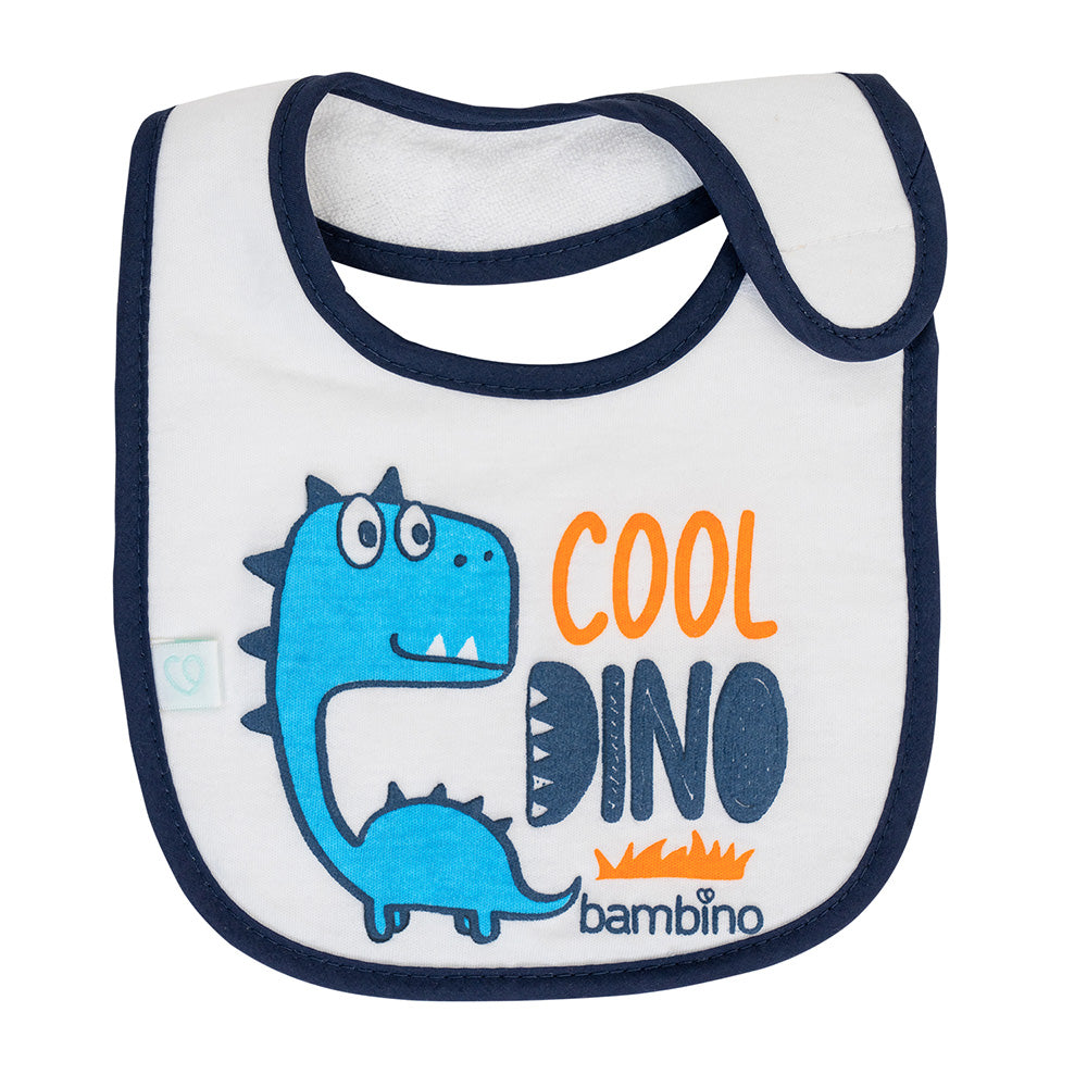 Babero de algodón impermeable blanco dino