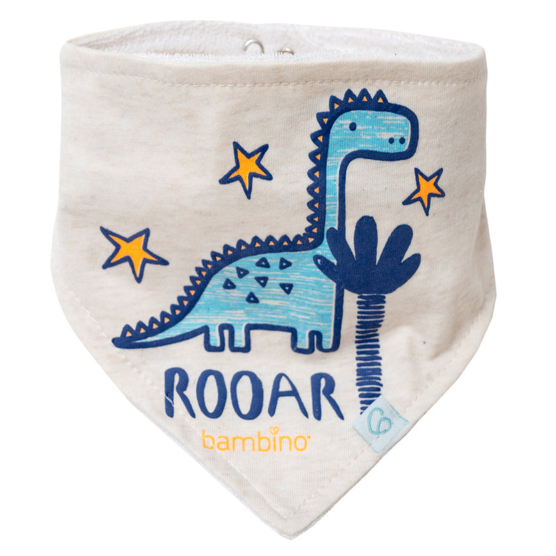 Set 2 Baberos Bandana Algodón Gris Dinosaurio