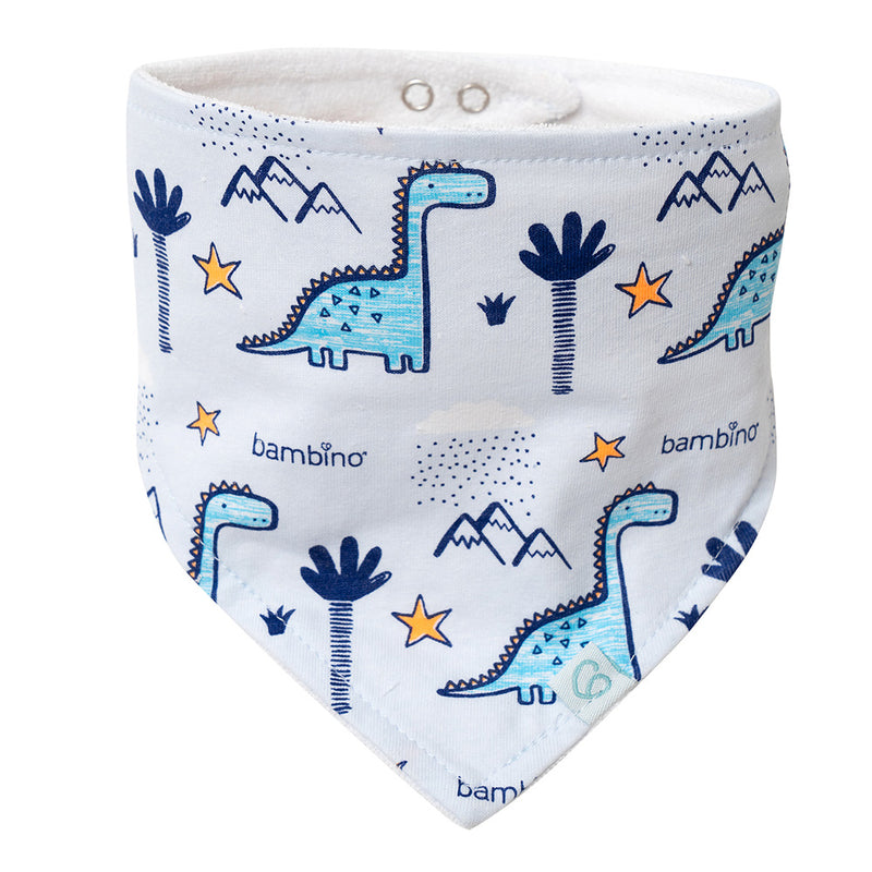 Set 2 Baberos Bandana Algodón Gris Dinosaurio