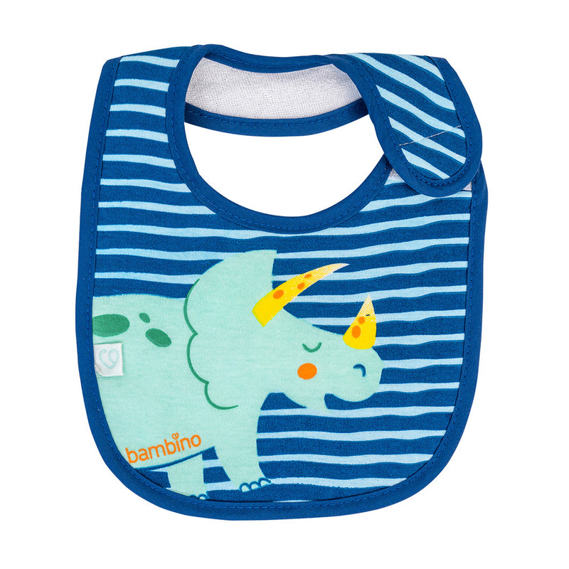 Set 2 Baberos de Algodón Impermeables Azul Dinosaurio