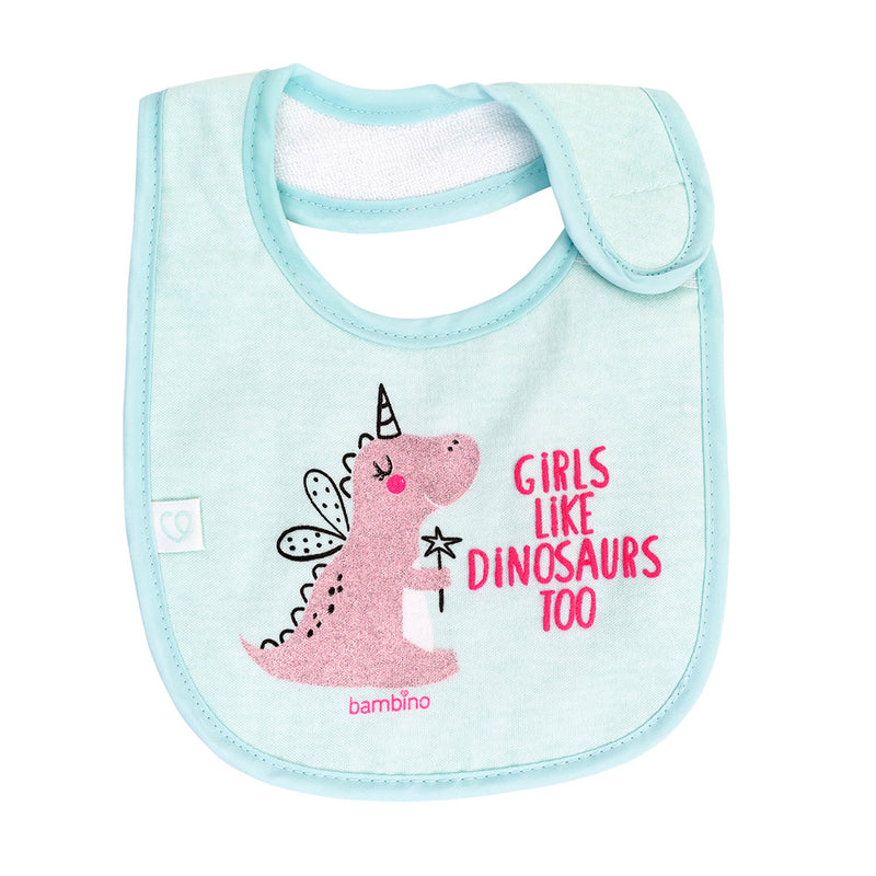 Set 2 Baberos de Algodón Impermeables Menta Dinosaurio