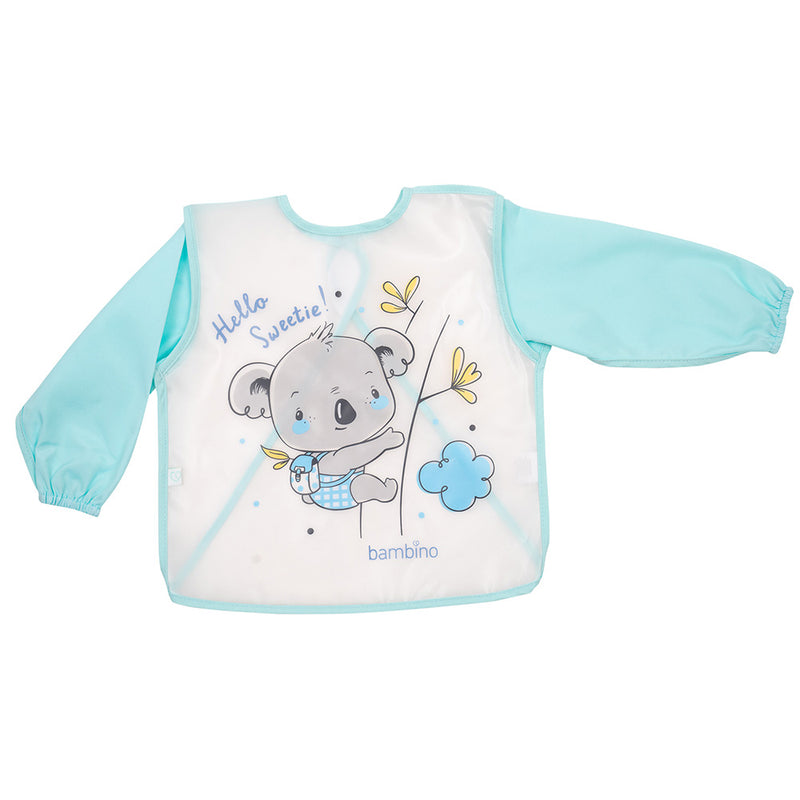 Babero Plástico PEVA con Mangas Celeste Koala