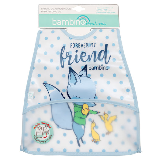 Babero de Alimentación Impermeable PEVA Celeste Zorro