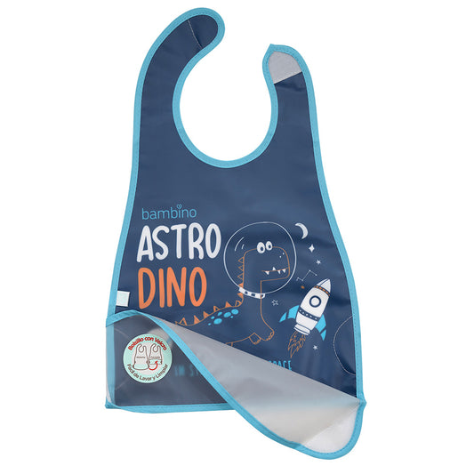 Babero de Alimentación Impermeable PEVA Azul Dinosaurio