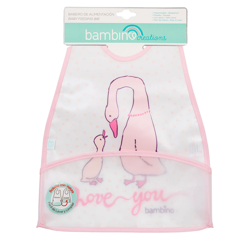Babero de Alimentación Impermeable PEVA Blanco Ganzos