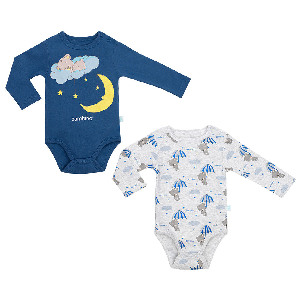 Set 2 Body Manga Larga Celeste Oso