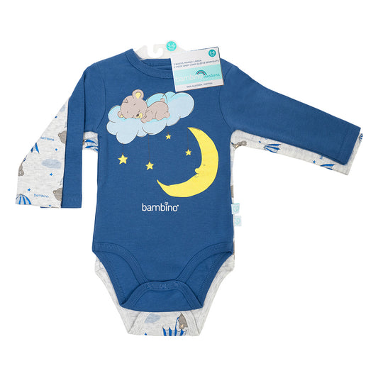 Set 2 Body Manga Larga Celeste Oso