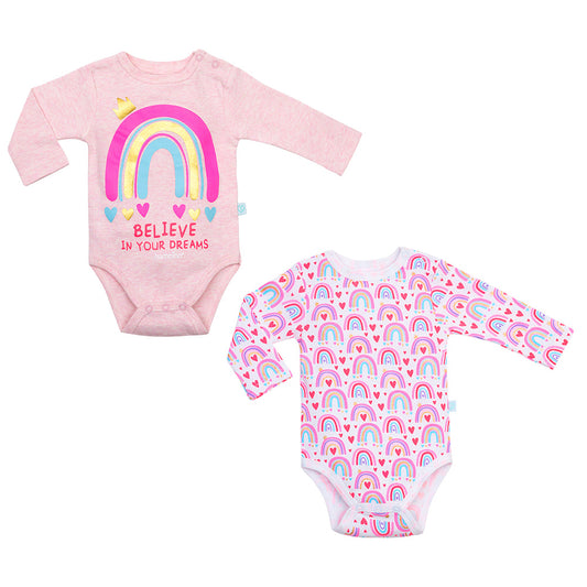 Bipack de Bodies Manga Larga 100% Algodón - Lluvia de Arcoiris