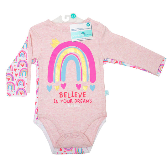 Bipack de Bodies Manga Larga 100% Algodón - Lluvia de Arcoiris