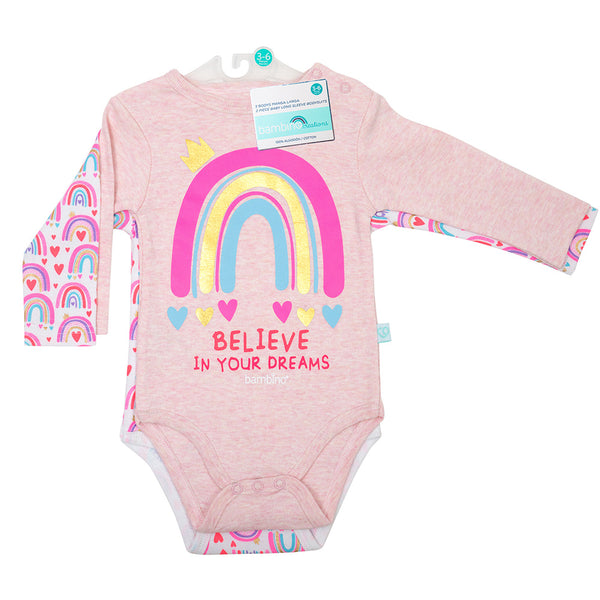 Bipack de Bodies Manga Larga 100% Algodón - Lluvia de Arcoiris