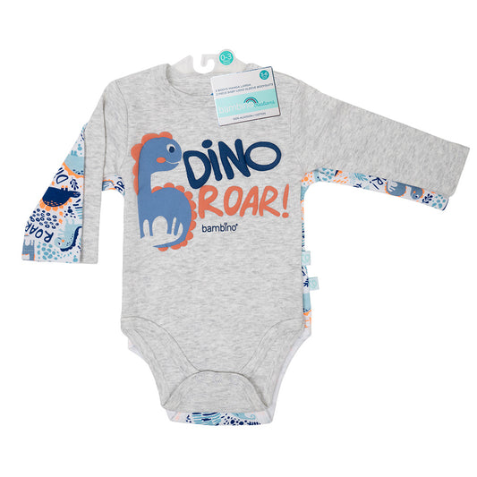 Set 2 Body Manga Larga Azul Dinosaurio