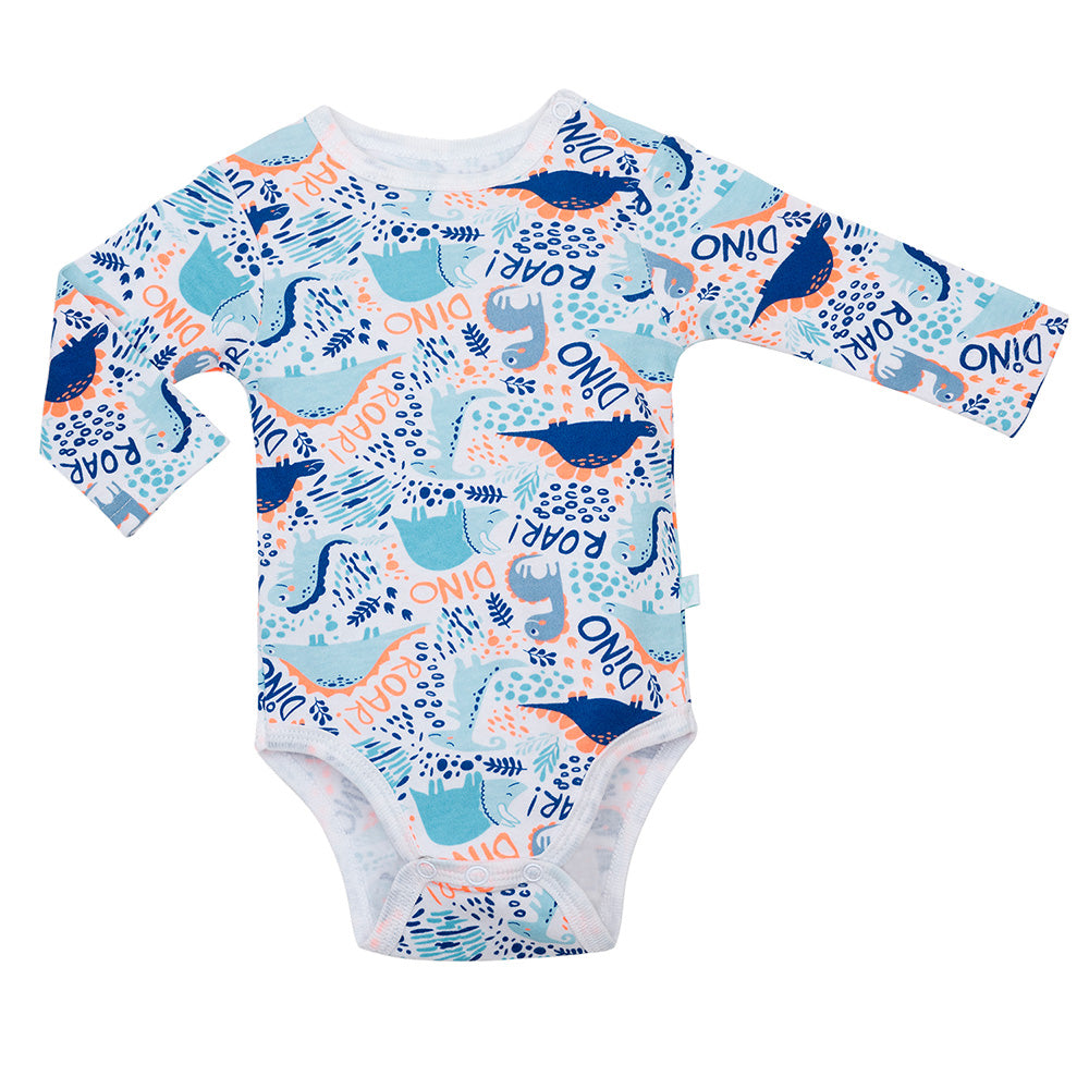Set 2 Body Manga Larga Azul Dinosaurio