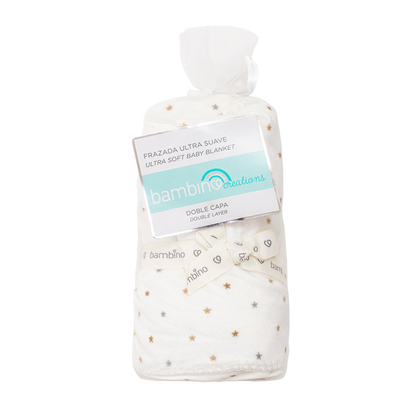 Frazada Micropolar Suavecita Estrellas Blanco