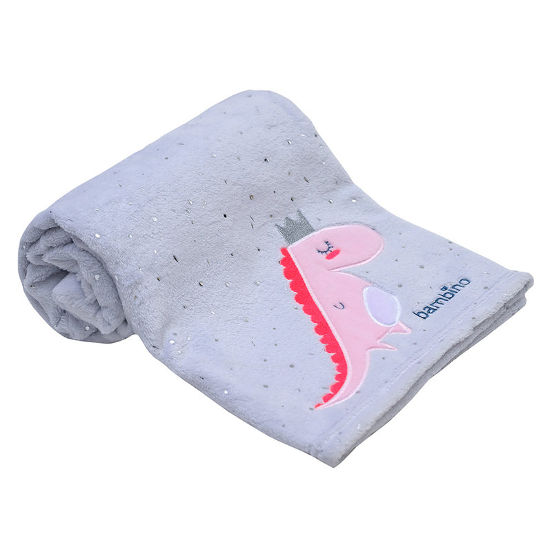 Frazada de Coral Gris Dinosaurio