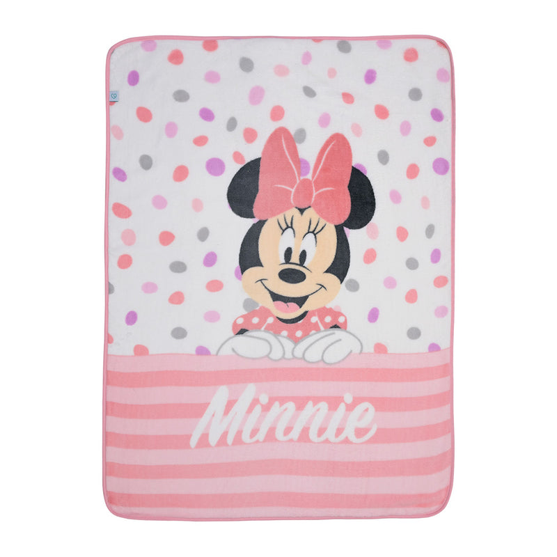 Frazada Coral Blanco Minnie Puntos