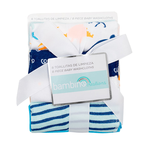 Set 8 Toallitas de Limpieza Azul Dinosaurio