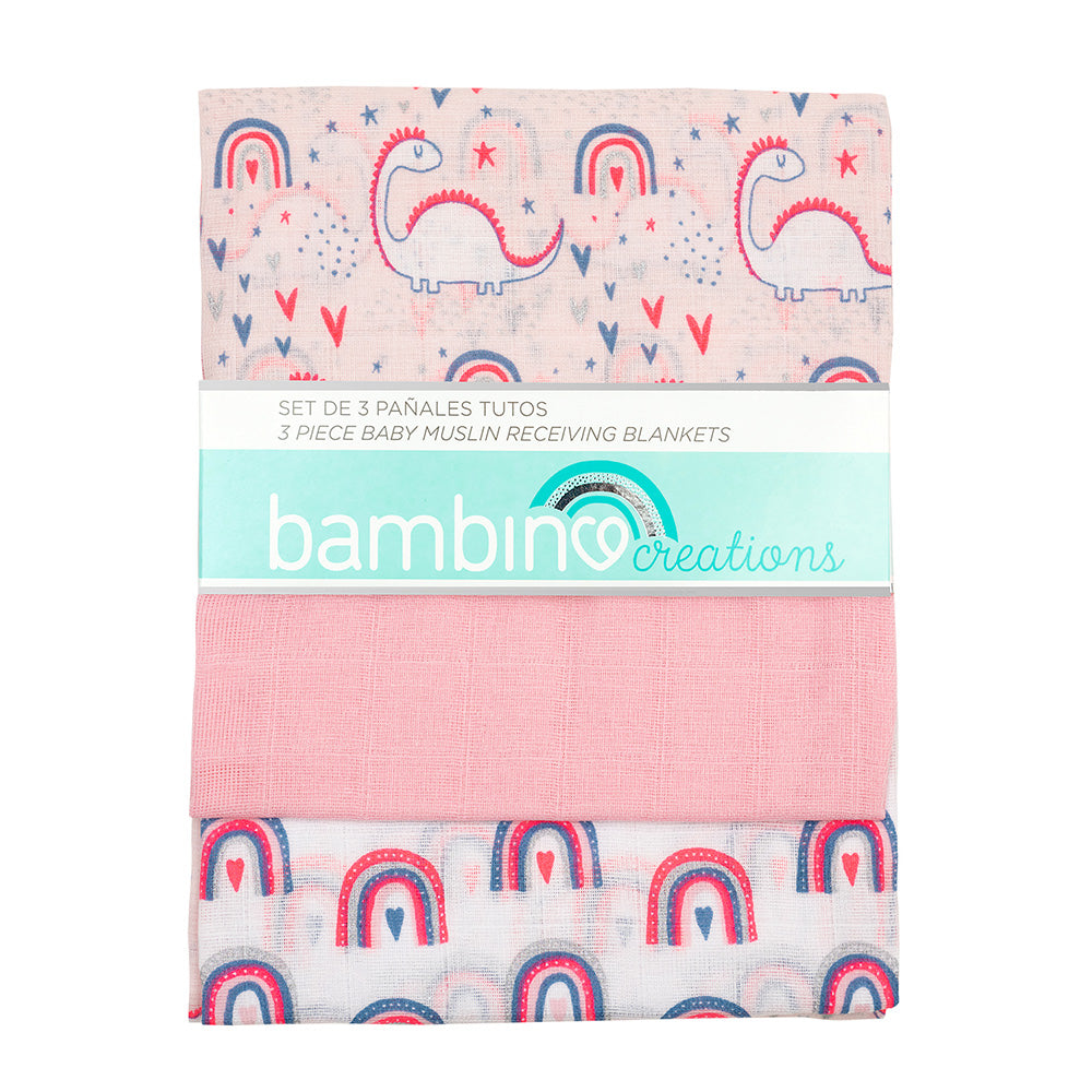 Set 3 pañales tuto rosado dinosaurio