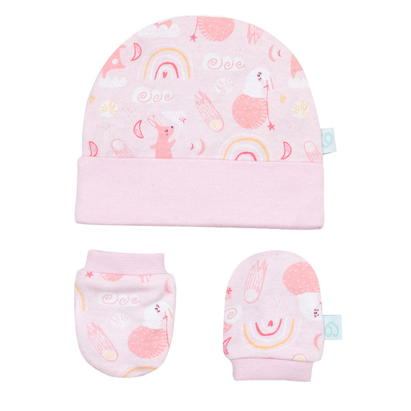 Baby Gift Gorrito y Mitones Rosado Animales