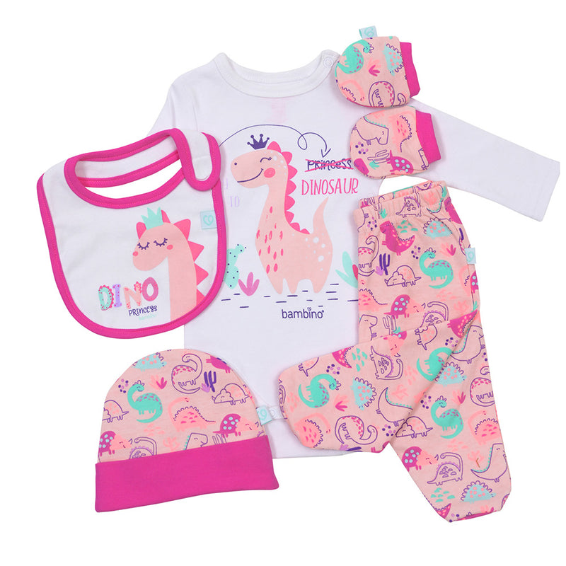 Baby Gift 5 Piezas Fucsia Dinosaurio