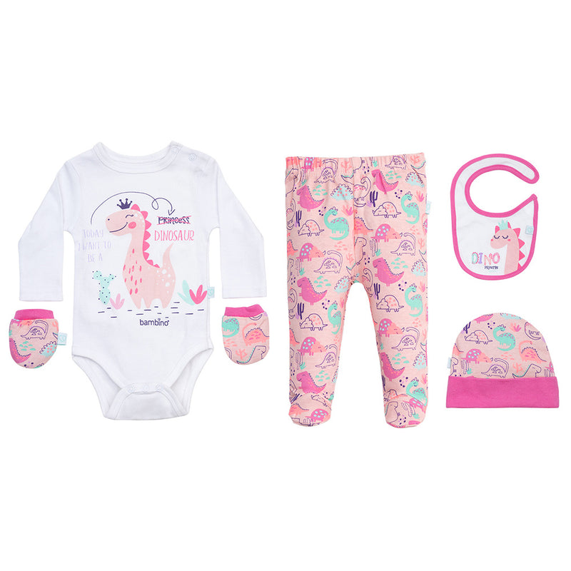 Baby Gift 5 Piezas Fucsia Dinosaurio